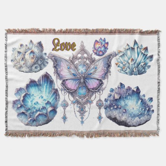 Love Butterfly Floral Lijst Basic Donker T-shirt Deken (Voorkant)