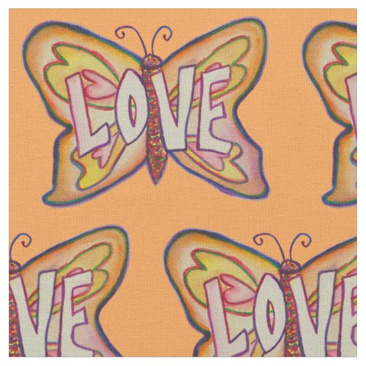 Love Butterfly Inspirerend Word Fabric Material Stof (Close Up)