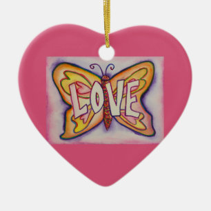 Love Butterfly Word Art Gift Holiday Ornament