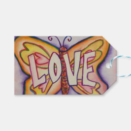 Love Butterfly Word Custom Kaart Gift Labels Cadeaulabel