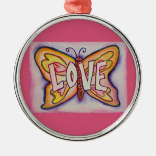 Love Butterfly Word Gift Holiday Ornament