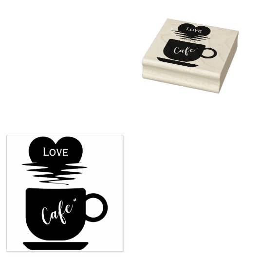 Love Cafe" Rubberstempel (Gestempeld)