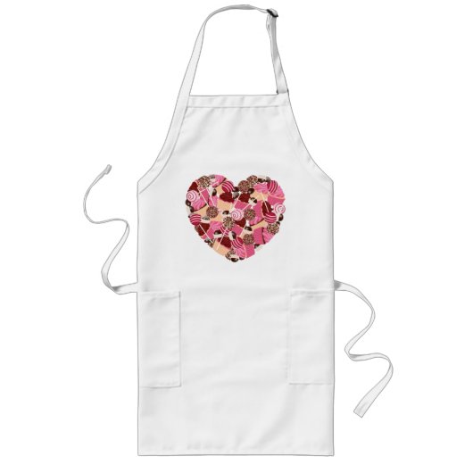 Love Cake Poppen and Cupcakes Apron Lang Schort (Voorkant)