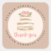 Love Cakes Bloemige Trouwtafelsticker Vierkante Sticker (Voorkant)