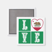 Love California State Flag Heart Pride Magneet (Voorkant / Achterkant)