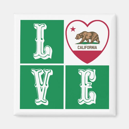 Love California State Flag Heart Pride Magneet (Voorkant)