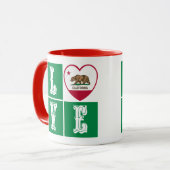 Love California State Flag Heart Pride Mok (Voorkant links)