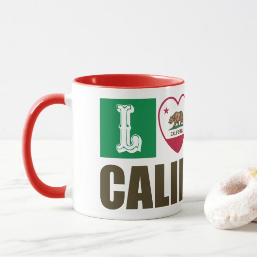 Love California State Flag Heart Pride Mok (Met donut)