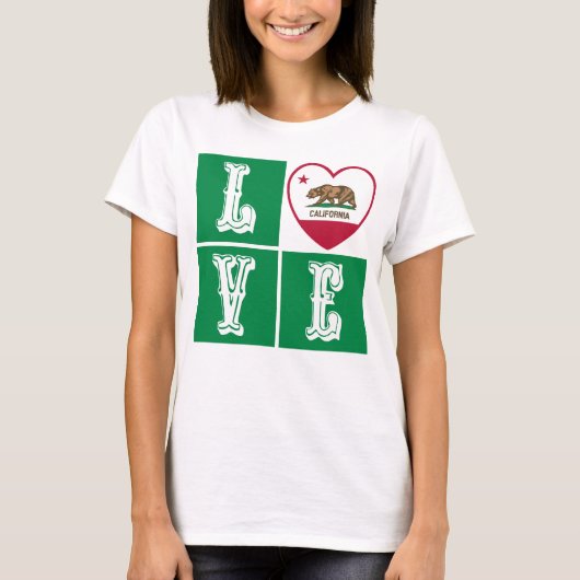 Love California State Flag Heart Pride T-shirt (Voorkant)