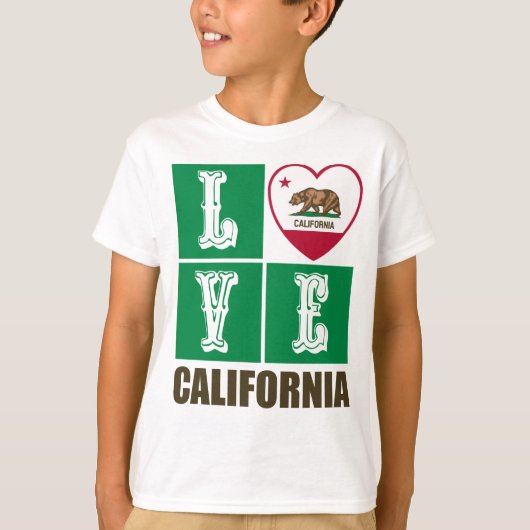 Love California State Flag Heart Pride T-shirt (Voorkant)