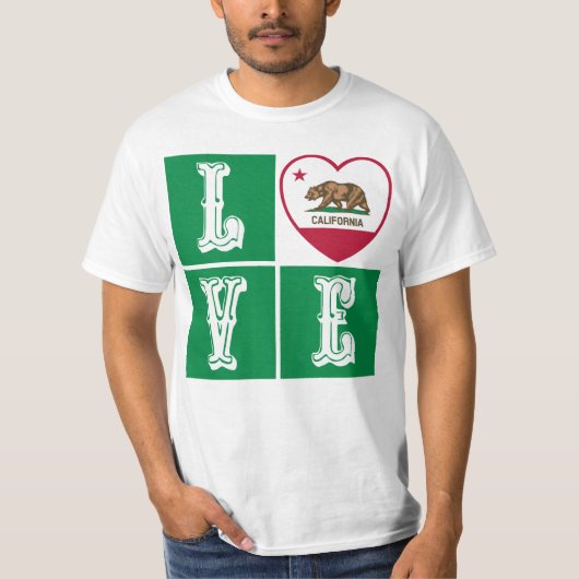 Love California State Flag Heart Pride T-shirt (Voorkant)