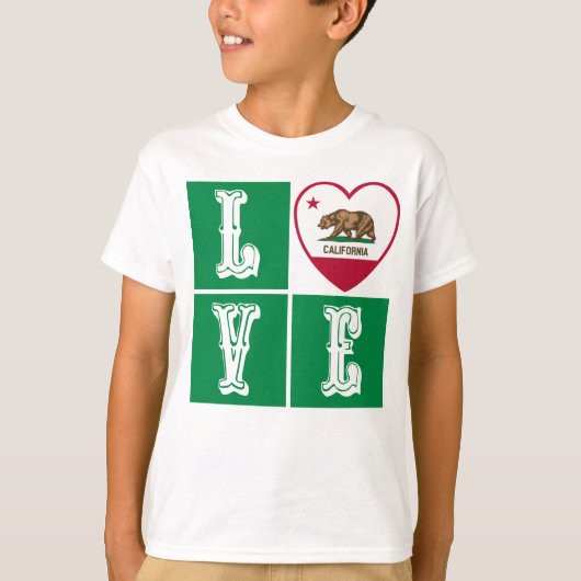 Love California State Flag Heart Pride T-shirt (Voorkant)