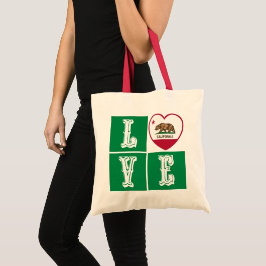 Love California State Flag Heart Pride Tote Bag (Voorkant (product))