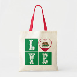 Love California State Flag Heart Pride Tote Bag