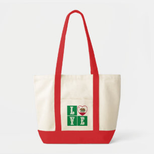 Love California State Flag Heart Pride Tote Bag