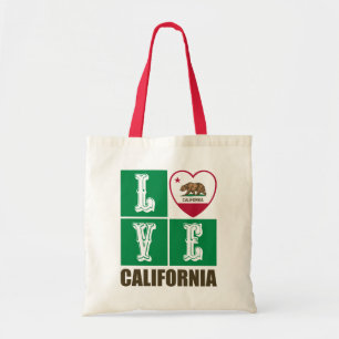 Love California State Flag Heart Pride Tote Bag
