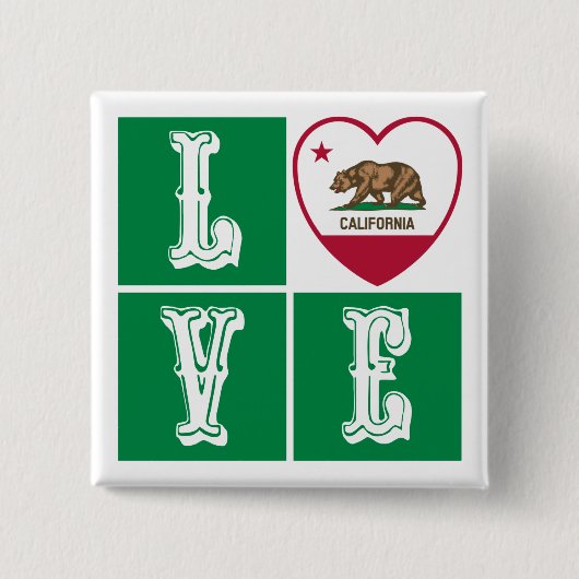 Love California State Flag Heart Pride Vierkante Button 5,1 Cm (Voorkant)