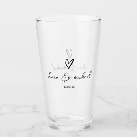 Love Calligraphy Heart Black B&W ID940 Glas (Achterkant)