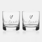 Love Calligraphy Heart Black B&W ID940 Whisky Glas (Voorkant)