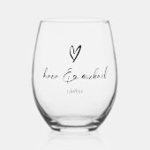 Love Calligraphy Heart Black B&W ID940 Wijnglas Zonder Voet (Voorkant)