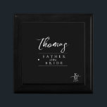 Love Calligraphy Heart Wedding Party Blk B&W ID940 Cadeaudoosje<br><div class="desc">De elegante handgeschreven manuscripttekst en de accenten van de borstelslag worden gebruikt om de stukken van deze prachtige, moderne trouwreeks te creëer. De keepaardbox die hier voor de vader van de bruid wordt getoond, kan ook worden gebruikt voor alle andere belangrijke leden van de bruiloft en is klassiek wit op...</div>