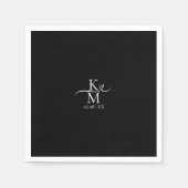 Love Calligraphy Initialen Heart White B&W ID940 Servet (Voorkant)