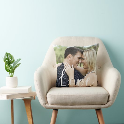 Love Calligraphy Overlay Photo Kussen (Stoel)