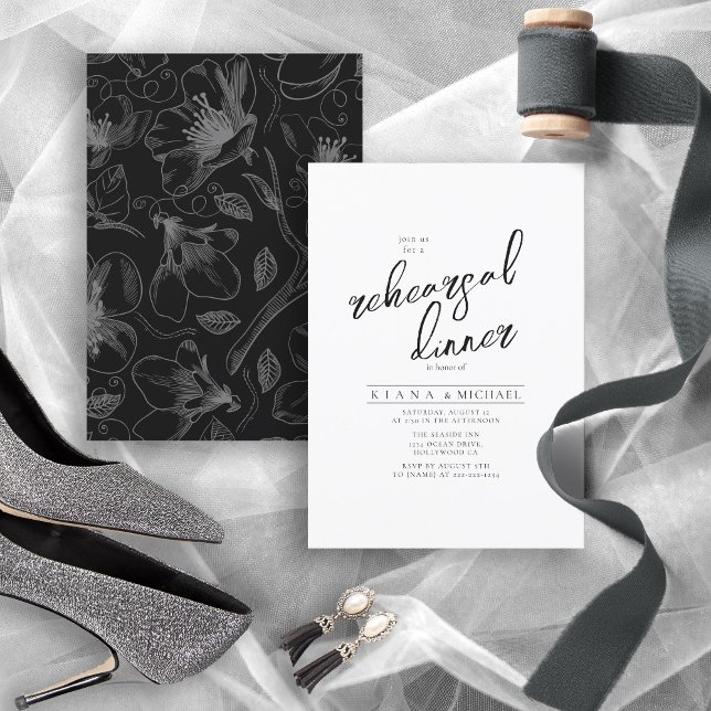 Love Calligraphy Rehearsal Dinner Floral B&W ID940 (Creator heeft geüpload)