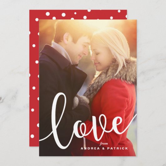 Love Calligraphy Script | Foto-Valentijnsdag Feestdagenkaart (Voorkant / Achterkant)
