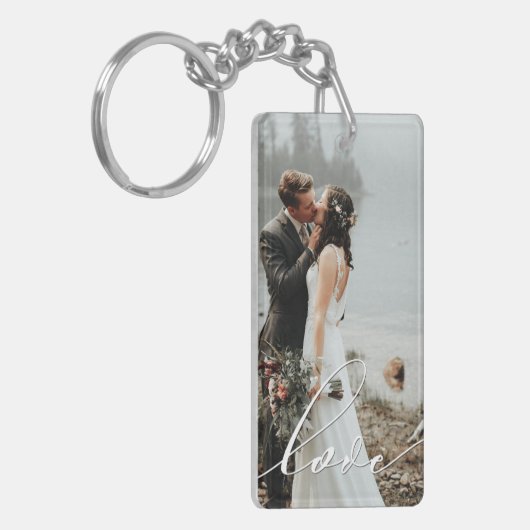 LOVE CALLIGRAPHY Script Typography Weddenbekleding Sleutelhanger (Voorkant Links)