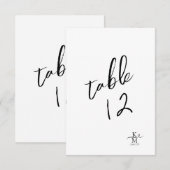 Love Calligraphy Table Number Black B&W ID940 Kaart (Voorkant / Achterkant)