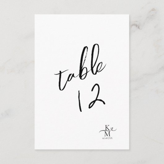 Love Calligraphy Table Number Black B&W ID940 Kaart (Achterkant)
