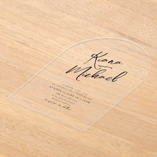 Love Calligraphy Wedding B&W Arch ID940 Acryl Uitnodigingen (Laagn)