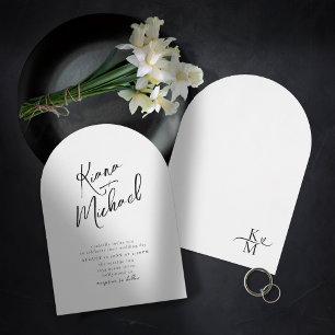 Love Calligraphy Wedding B&W Arch ID940 Kaart