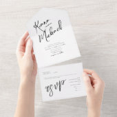 Love Calligraphy Wedding B&W ID940 All In One Uitnodiging (Afscheurbaar)