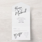 Love Calligraphy Wedding B&W ID940 All In One Uitnodiging (Binnen)