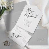 Love Calligraphy Wedding B&W ID940 All In One Uitnodiging