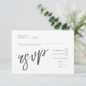 Love Calligraphy Wedding B&W ID940 RSVP Kaartje (Staand voorkant)