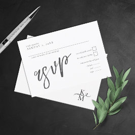 Love Calligraphy Wedding B&W ID940 RSVP Kaartje