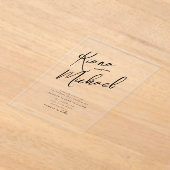 Love Calligraphy Wedding B&W Transparant ID940 Acryl Uitnodigingen (Laagn)