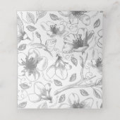 Love Calligraphy Wedding Floral Pattern B&W ID940 Plaatskaartje (Binnenkant ongevouwen)