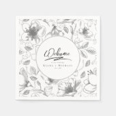 Love Calligraphy Wedding Floral Pattern B&W ID940 Servet (Voorkant)