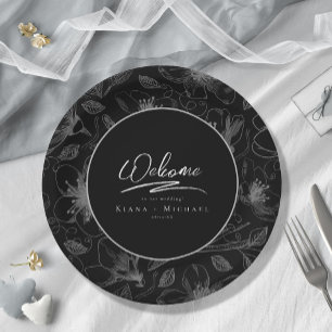 Love Calligraphy Wedding Floral Pattern Wht ID940 Papieren Bordje