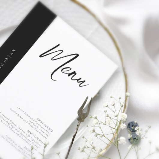 Love Calligraphy Wedding Menu B&W ID940