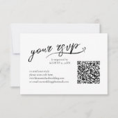 Love Calligraphy Wedding QR Code B&W ID940 RSVP Kaartje (Voorkant)