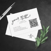 Love Calligraphy Wedding QR Code B&W ID940 RSVP Kaartje