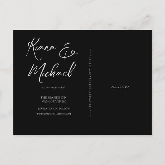 Love Calligraphy Wedding Save the Date B&W ID940 Aankondigingskaart (Achterkant)