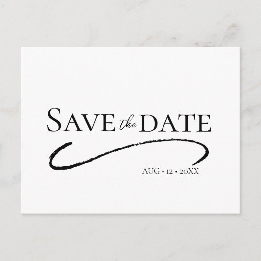 Love Calligraphy Wedding Save the Date B&W ID940 Aankondigingskaart (Voorkant)