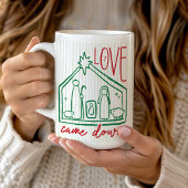 Love Came Down Hand Drawn Manger CHRISTmas Photo Koffiemok
