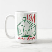 Love Came Down Hand Drawn Manger CHRISTmas Photo Koffiemok (Links)